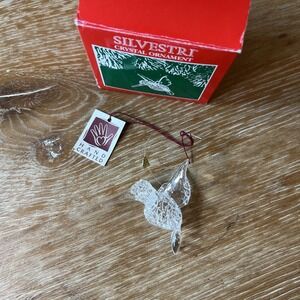 Vintage‎ Silvestri Clear Glass Crystal Hummingbird Ornament Christmas Hand Spun